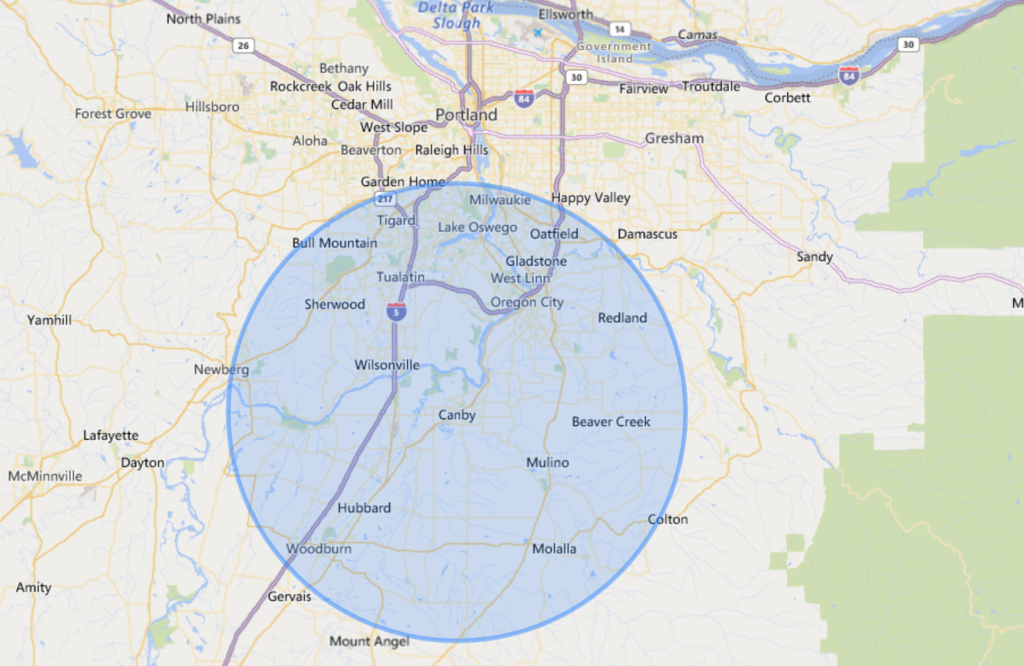 canby, oregon service area